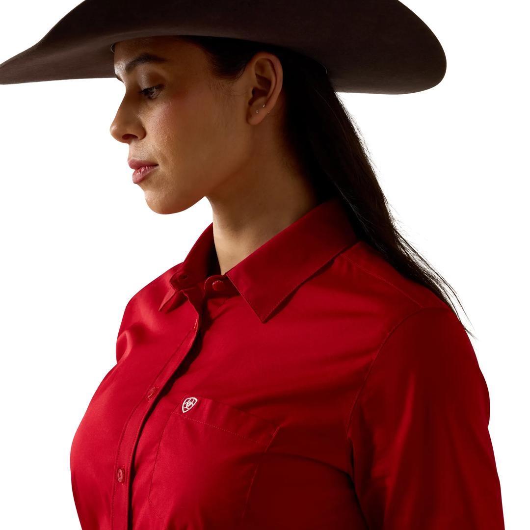 Ariat Ladies Savvy Red Kirby Stretch Button Down 10080644 detail01