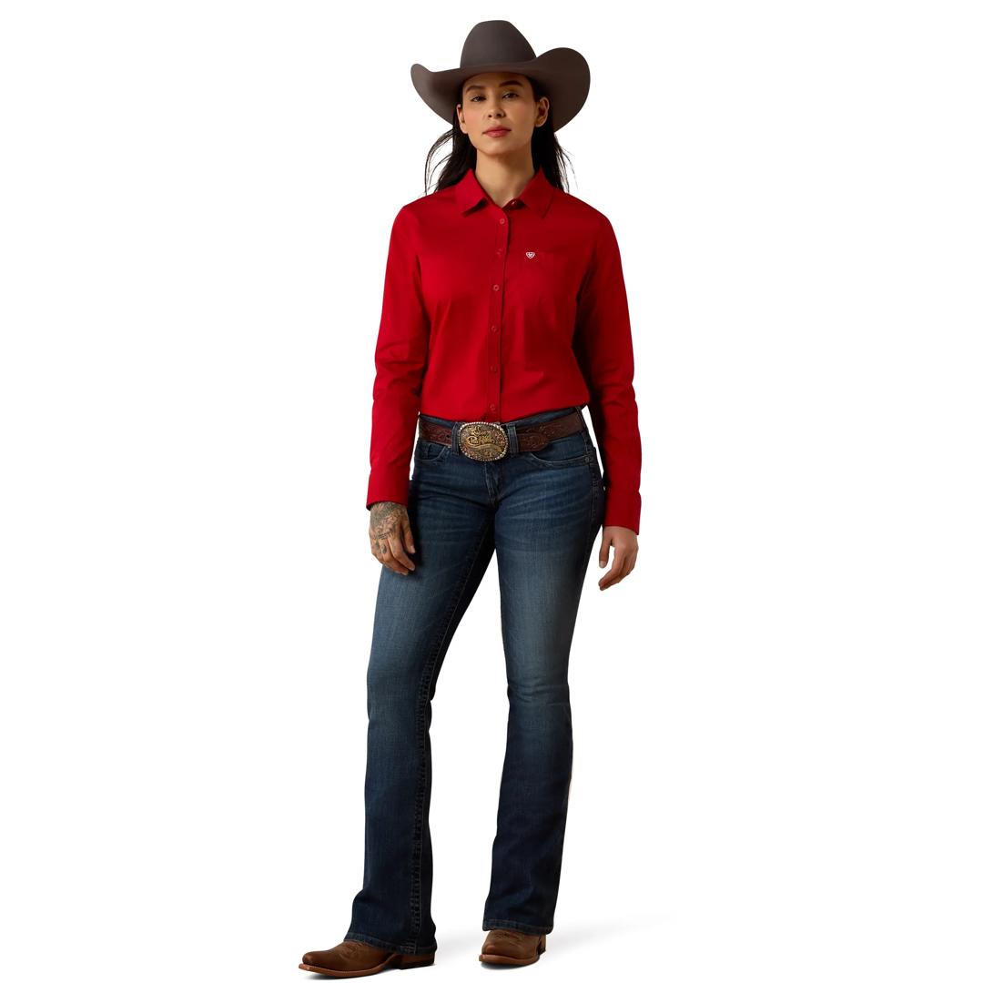 Ariat Ladies Savvy Red Kirby Stretch Button Down 10080644 full