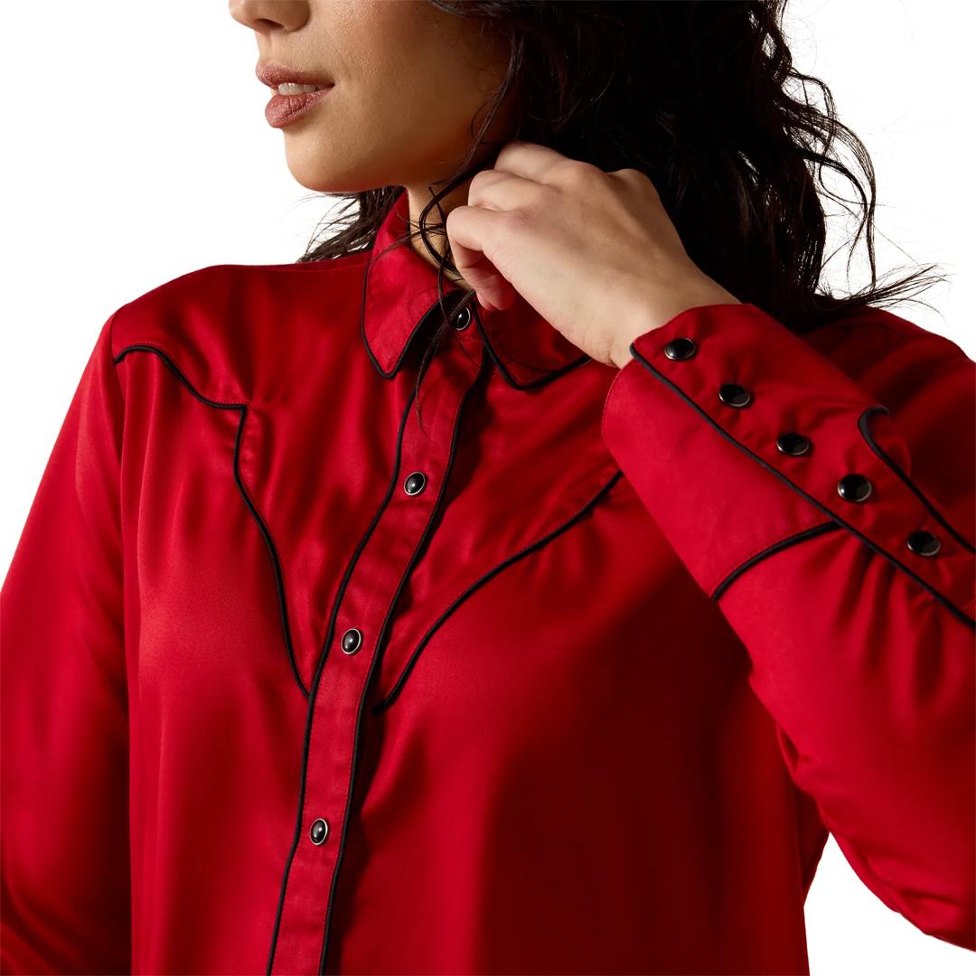 Ariat Ladies Savvy Red Audrey Western Snap Button Down 10080646 detail01