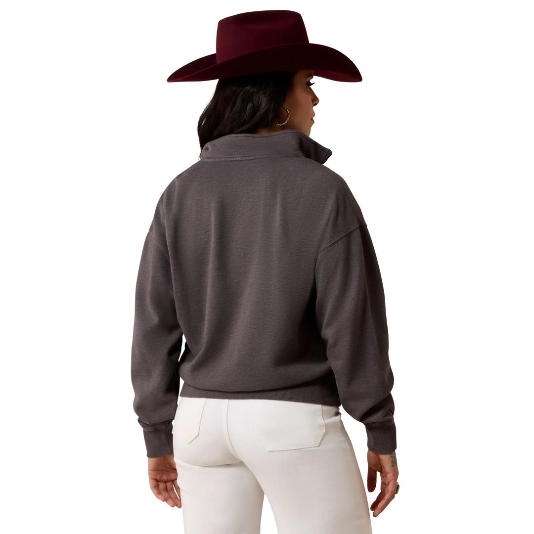 Ariat Ladies Fern 1/2 Zip Black Acid Wash Sweatshirt 10080670 back