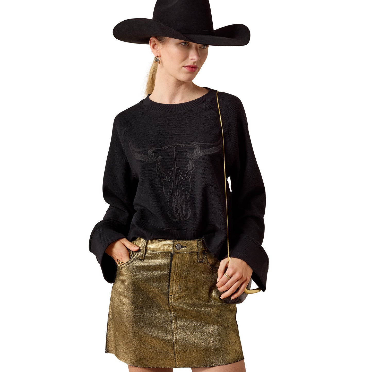 Ariat Ladies Black Steer Statement Sweatshirt 10080672