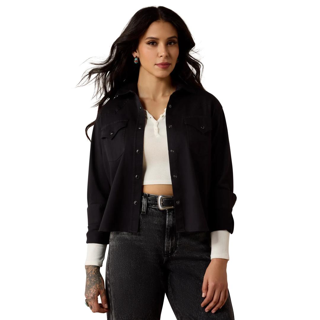 Ariat Ladies Black Midnight Western Snap Button Down 10080690 front