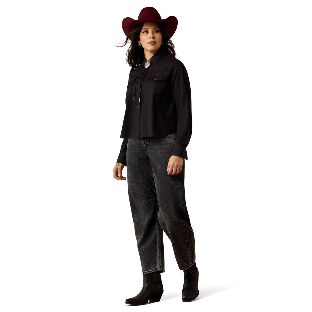 Ariat Ladies Black Midnight Western Snap Button Down 10080690 full