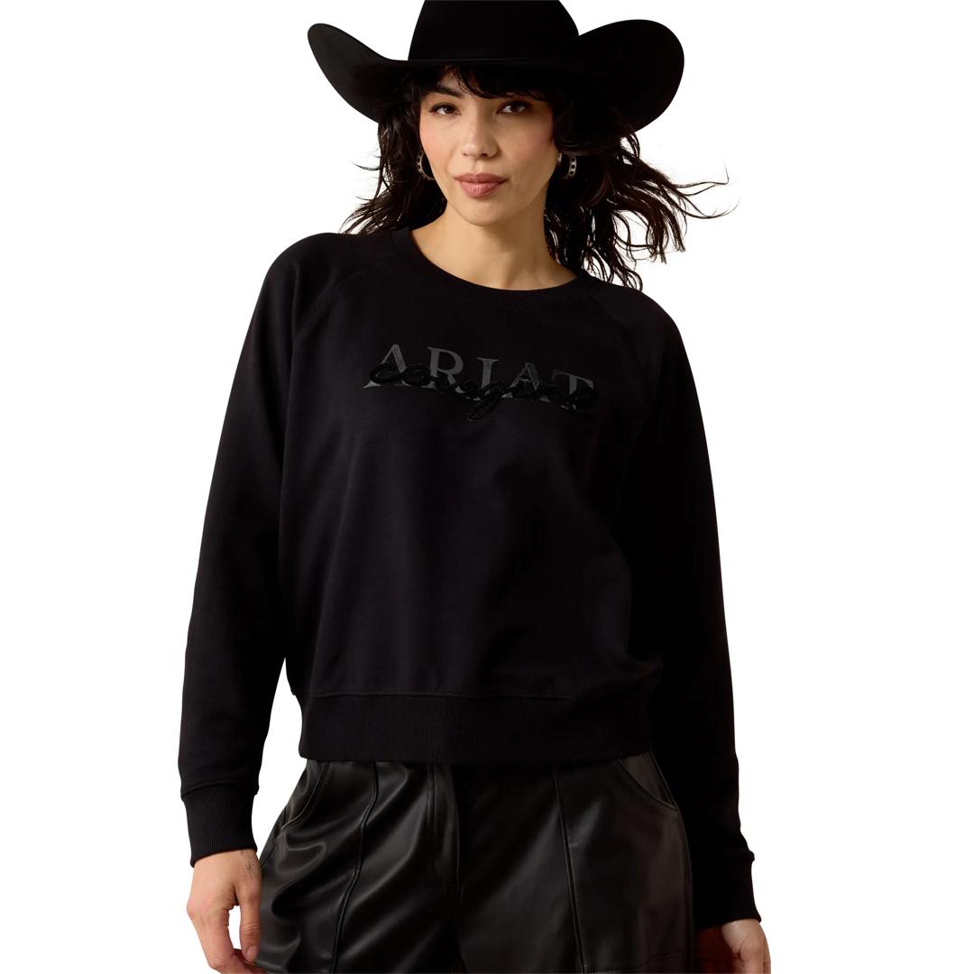 Ariat Ladies Essential Crew Black Sweatshirt 10080692 front