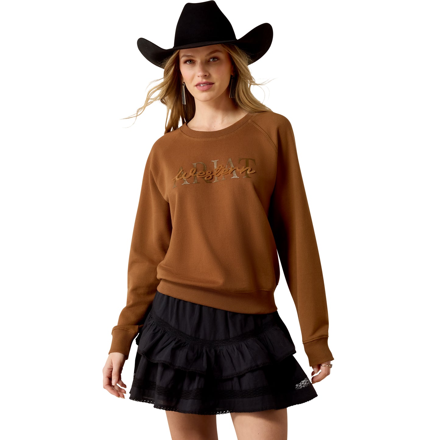 Ariat Ladies Essential Crew Dachshund Brown Sweatshirt 10080716