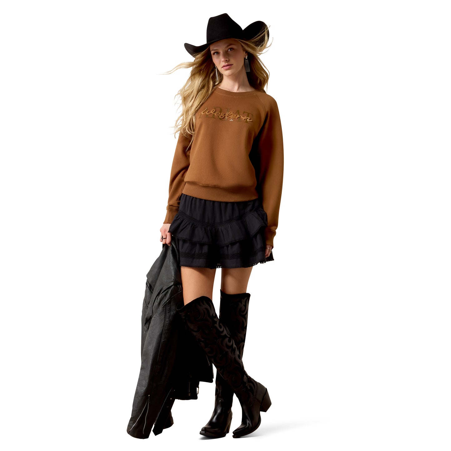 Ariat Ladies Essential Crew Dachshund Brown Sweatshirt 10080716