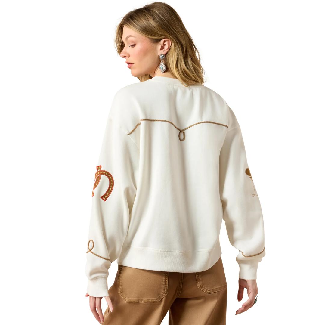 Ariat Ladies Coconut Milk Kansas Sweatshirt 10080724 back