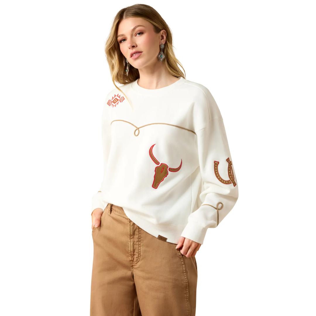 Ariat Ladies Coconut Milk Kansas Sweatshirt 10080724 front