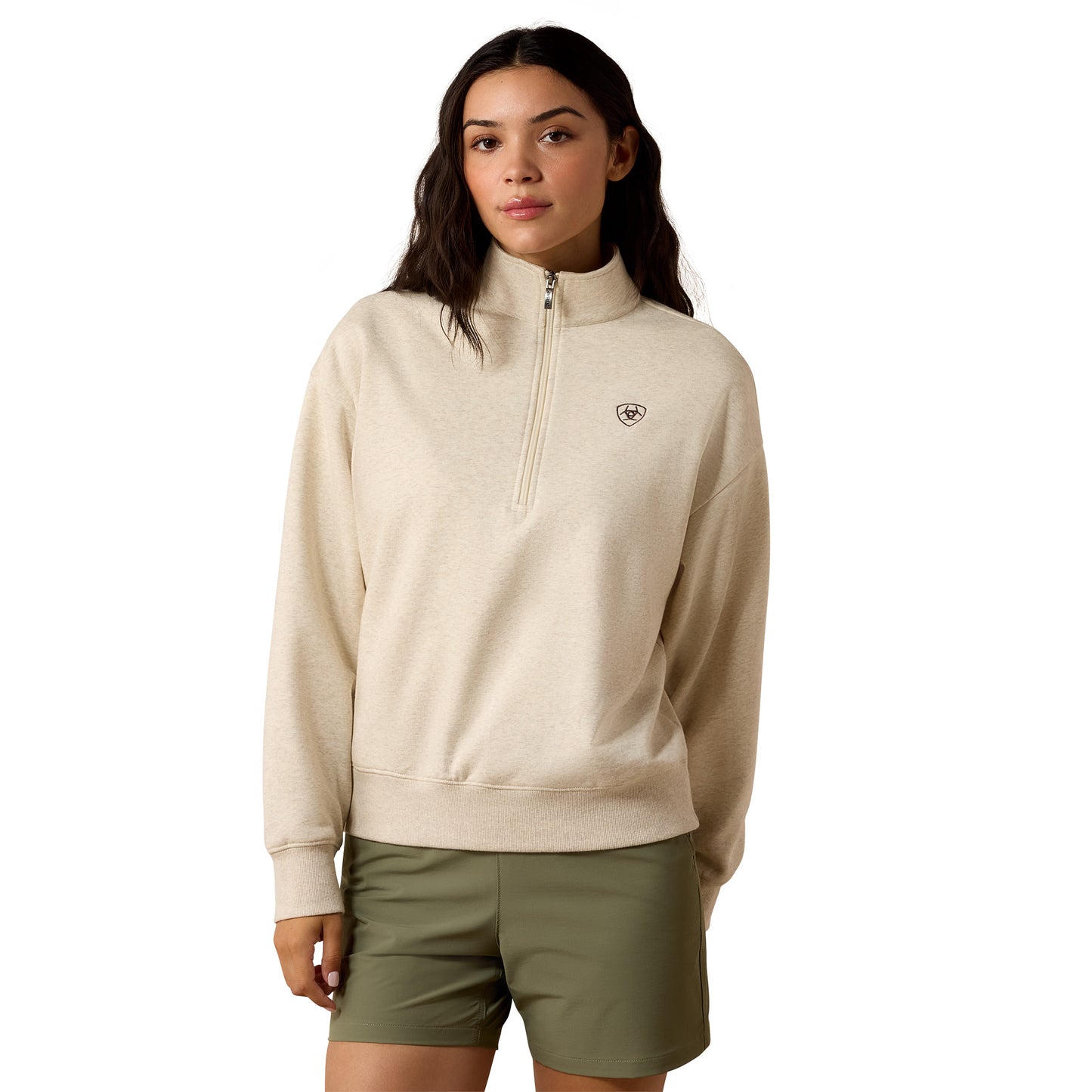 Ariat Ladies Oatmeal Holiday 1/2 Zip Sweatshirt 10085379