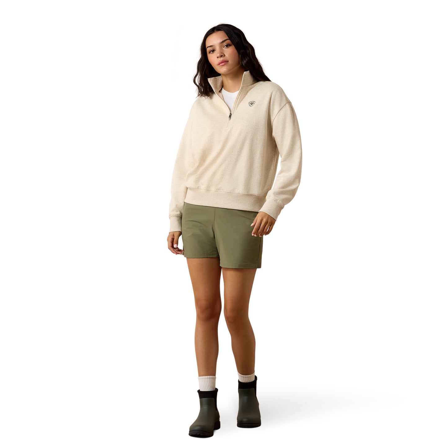 Ariat Ladies Oatmeal Holiday 1/2 Zip Sweatshirt 10085379