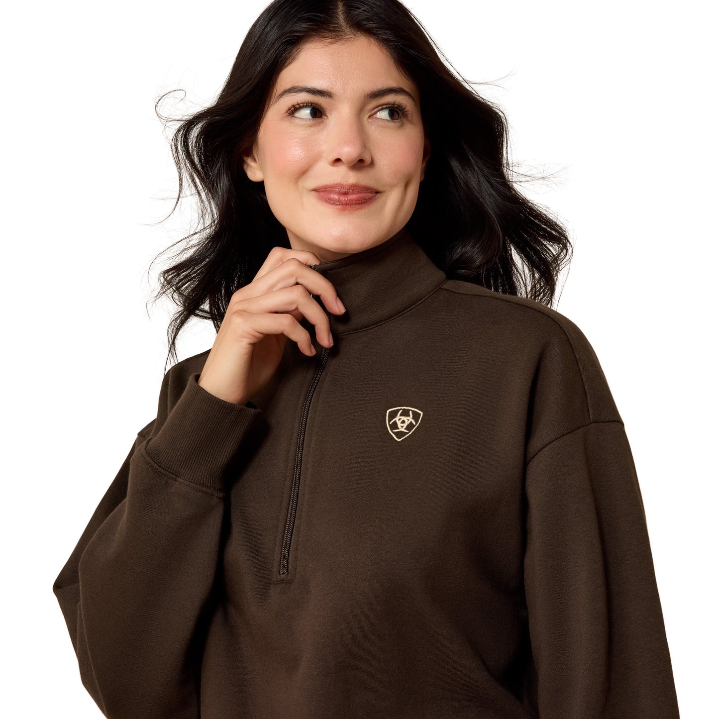 Ariat Ladies Holiday Delicioso Brown 1/2 Zip Sweatshirt 10085383