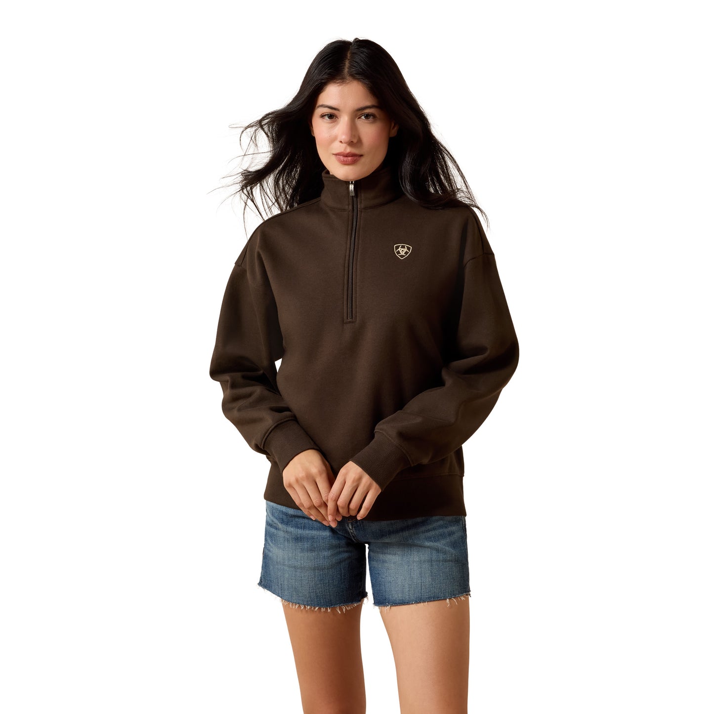 Ariat Ladies Holiday Delicioso Brown 1/2 Zip Sweatshirt 10085383