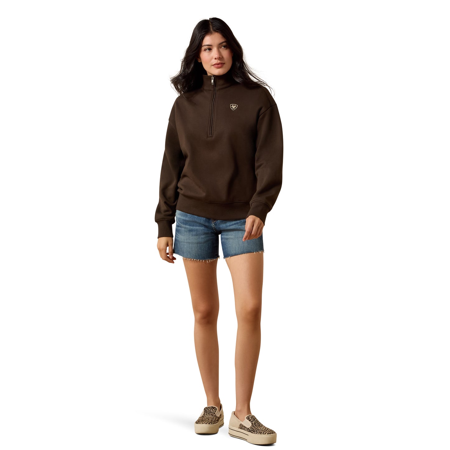 Ariat Ladies Holiday Delicioso Brown 1/2 Zip Sweatshirt 10085383