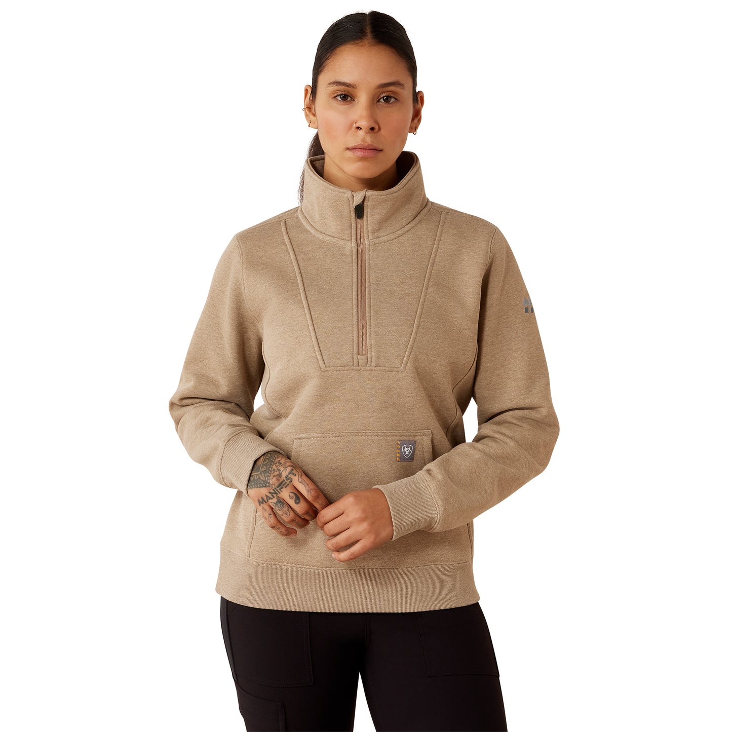 Ariat Ladies Rebar Traverse Funnel Neck Oatmeal Heather Sweatshirt 10078823