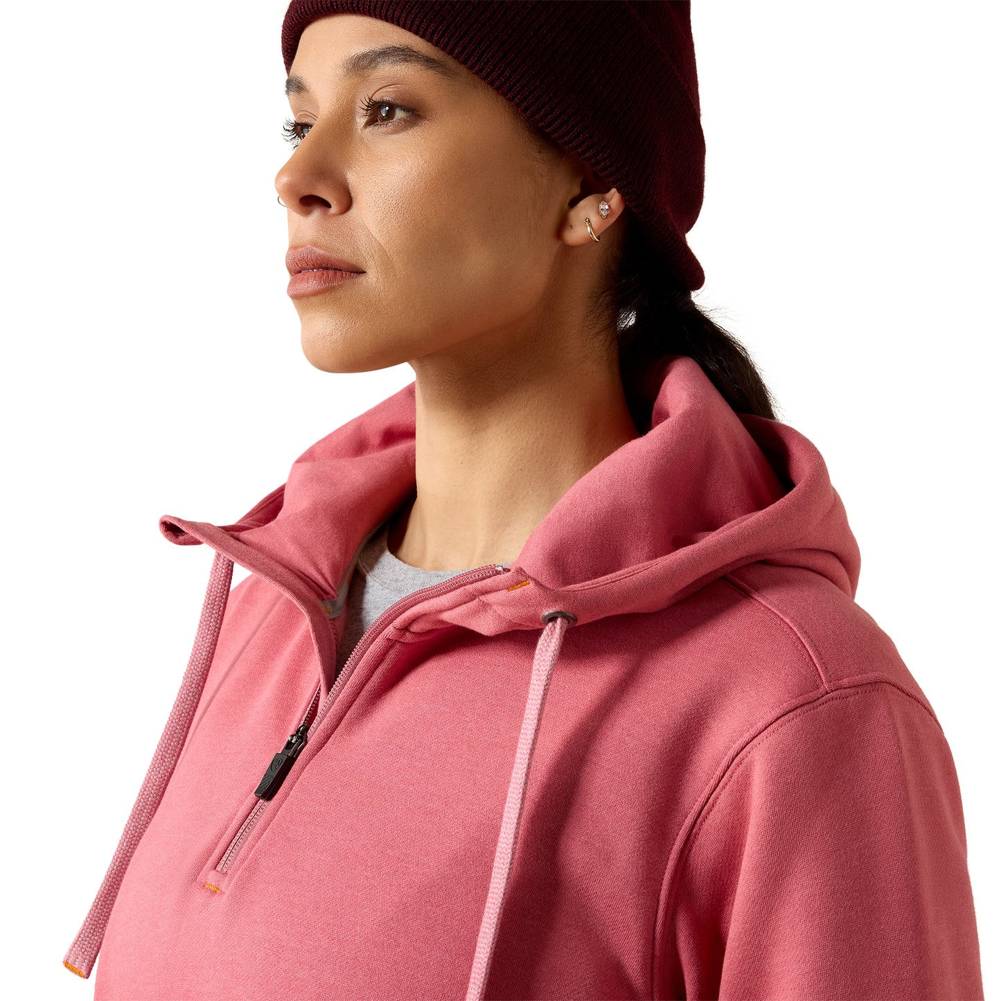 Ariat Ladies Rebar Skill Set Mauvewood Heather 1/2 Zip Hoodie 10078973