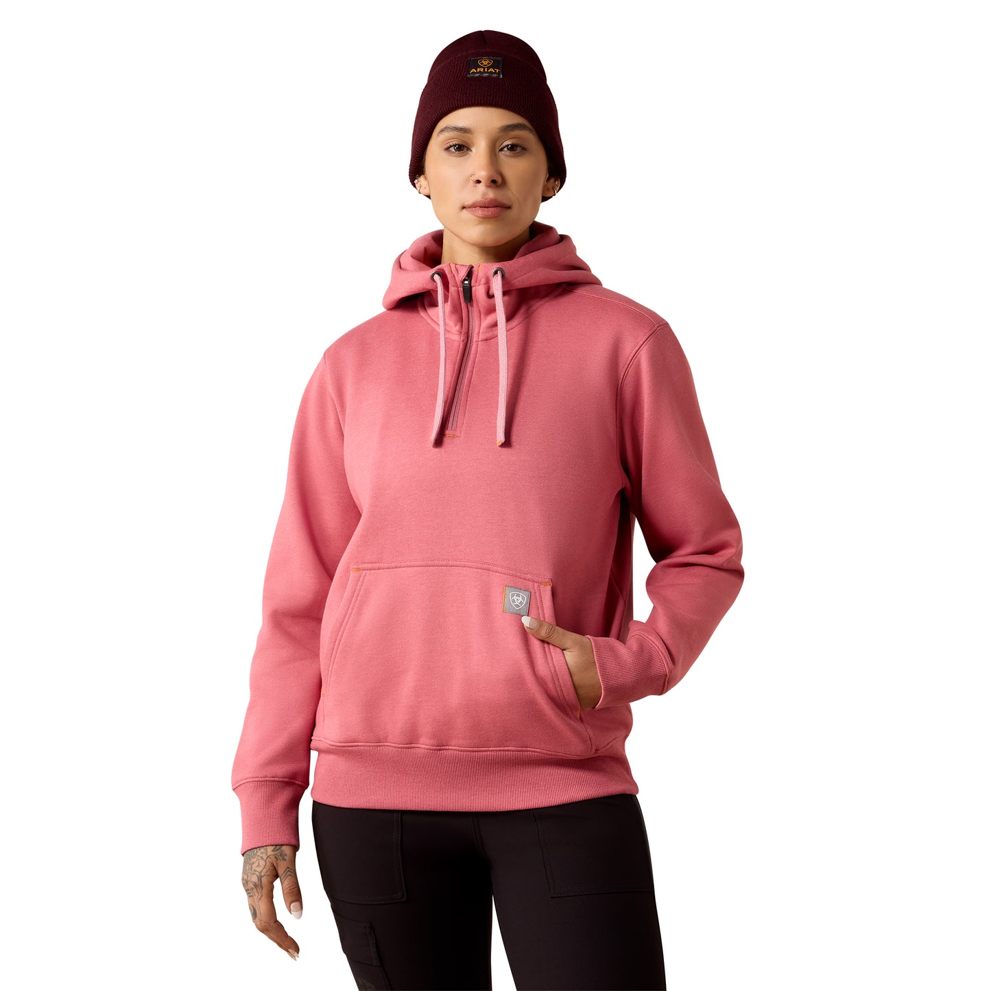 Ariat Ladies Rebar Skill Set Mauvewood Heather 1/2 Zip Hoodie 10078973