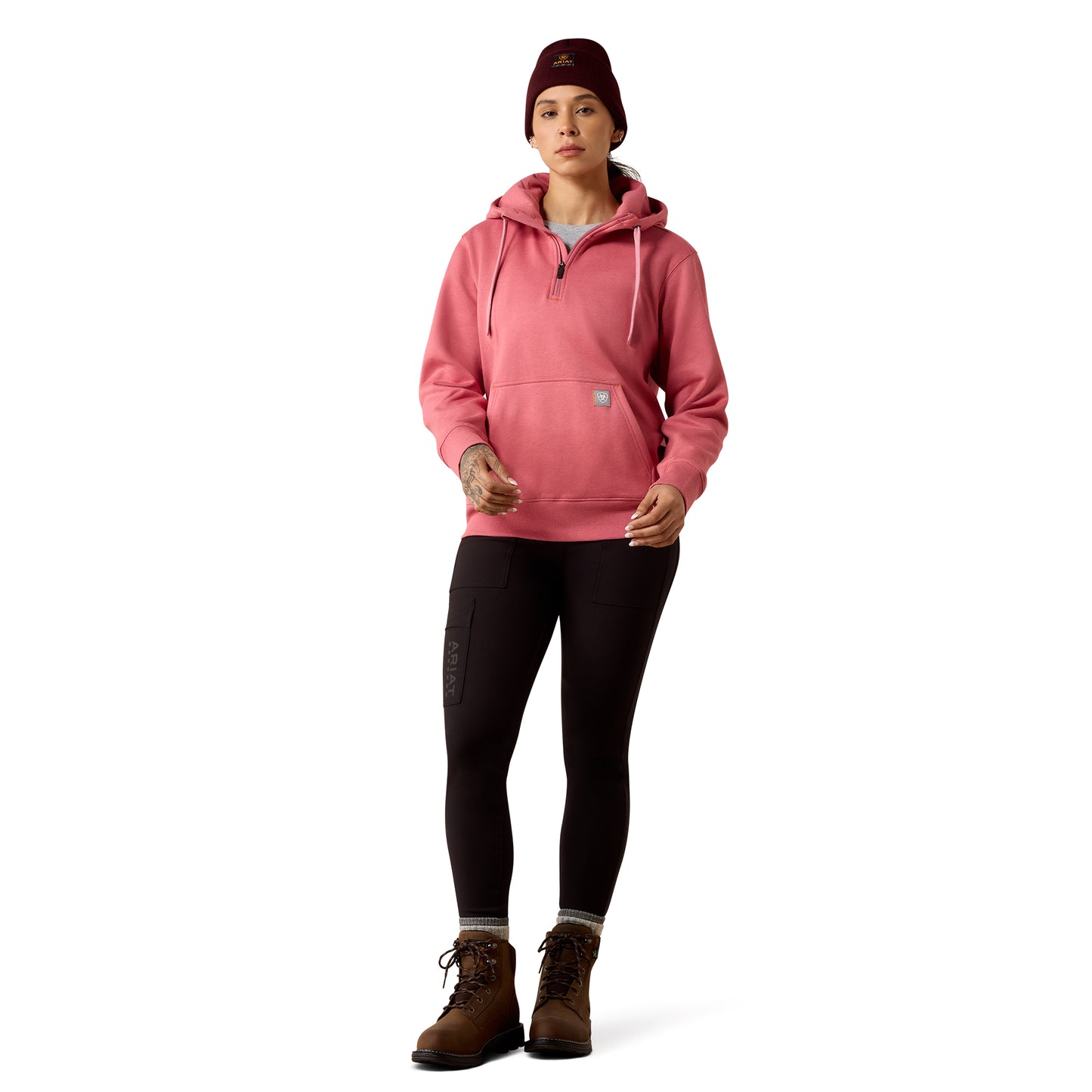 Ariat Ladies Rebar Skill Set Mauvewood Heather 1/2 Zip Hoodie 10078973
