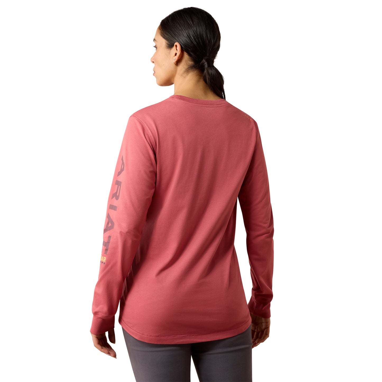 Ariat Ladies Mauvewood/Windsor Wine Rebar Workman Logo T-Shirt 10078974