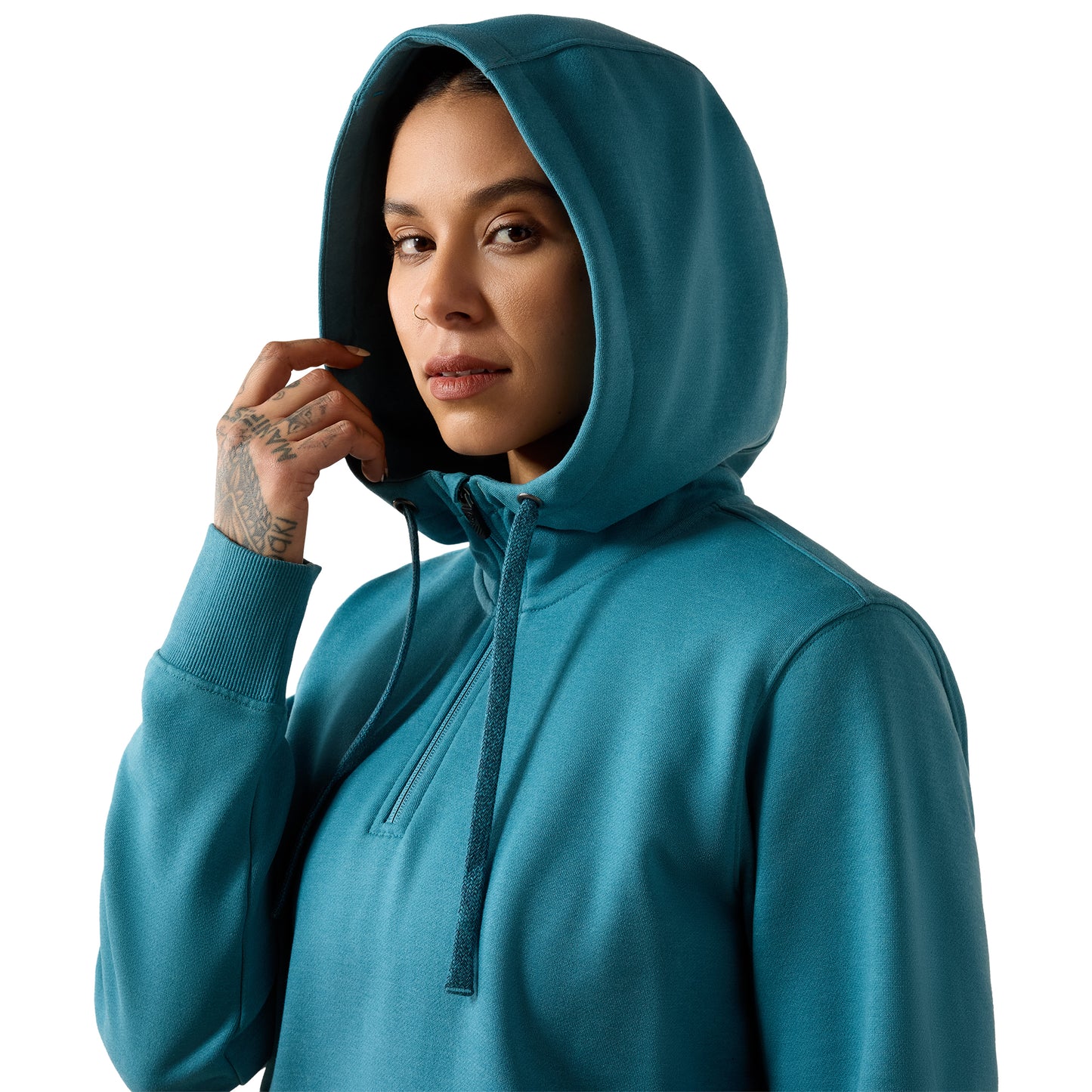 Ariat Ladies Rebar Storm Blue Heather Skill Set 1/2 Zip Hoodie 10078999