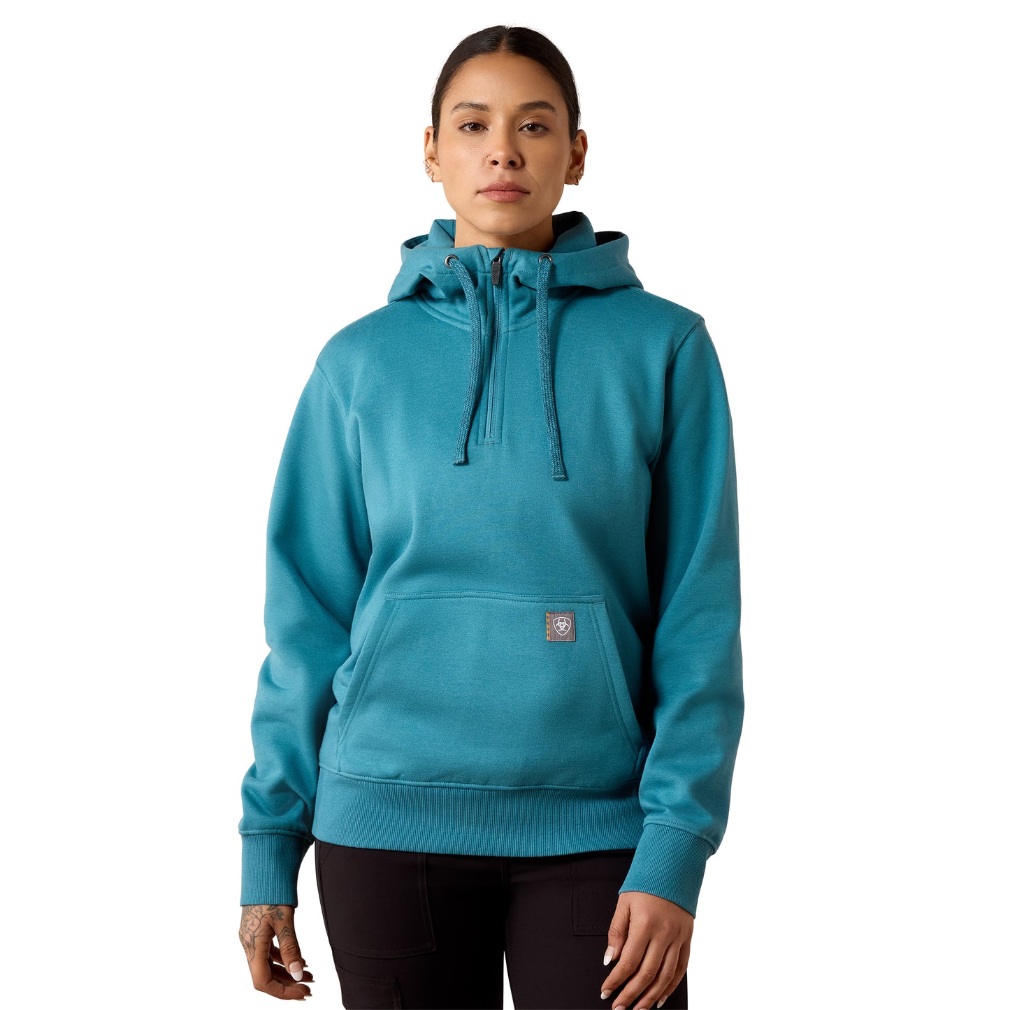 Ariat Ladies Rebar Storm Blue Heather Skill Set 1/2 Zip Hoodie 10078999