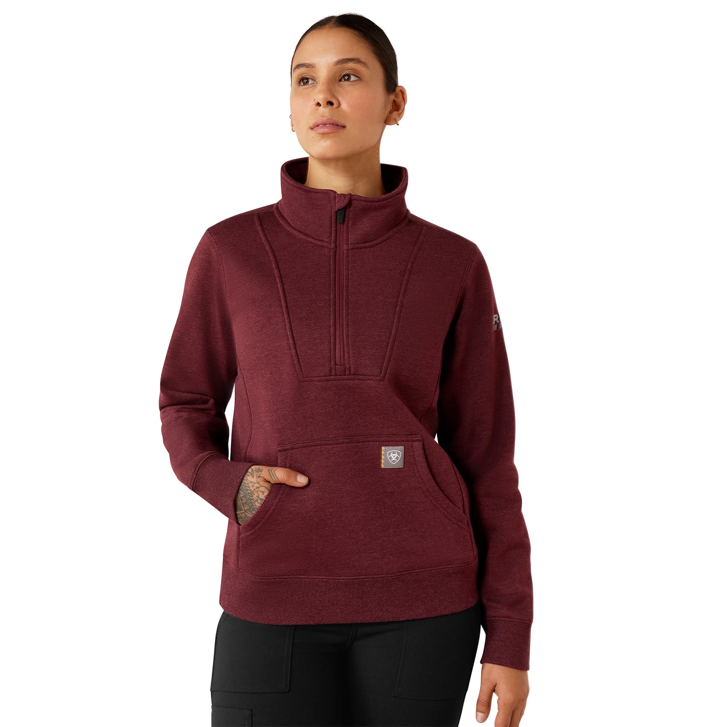 Ariat Ladies Windsor Wine Heather Rebar Transverse Funnel Neck Sweatshirt 10079005
