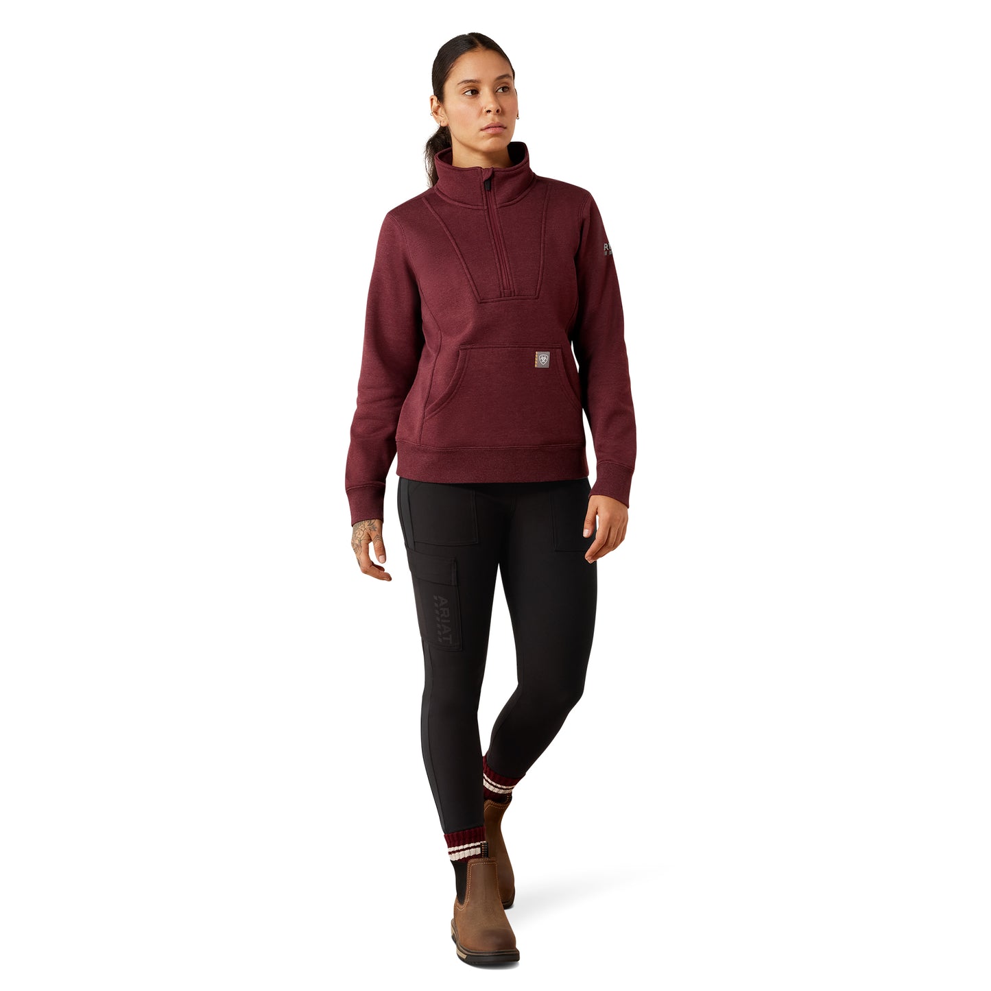 Ariat Ladies Windsor Wine Heather Rebar Transverse Funnel Neck Sweatshirt 10079005