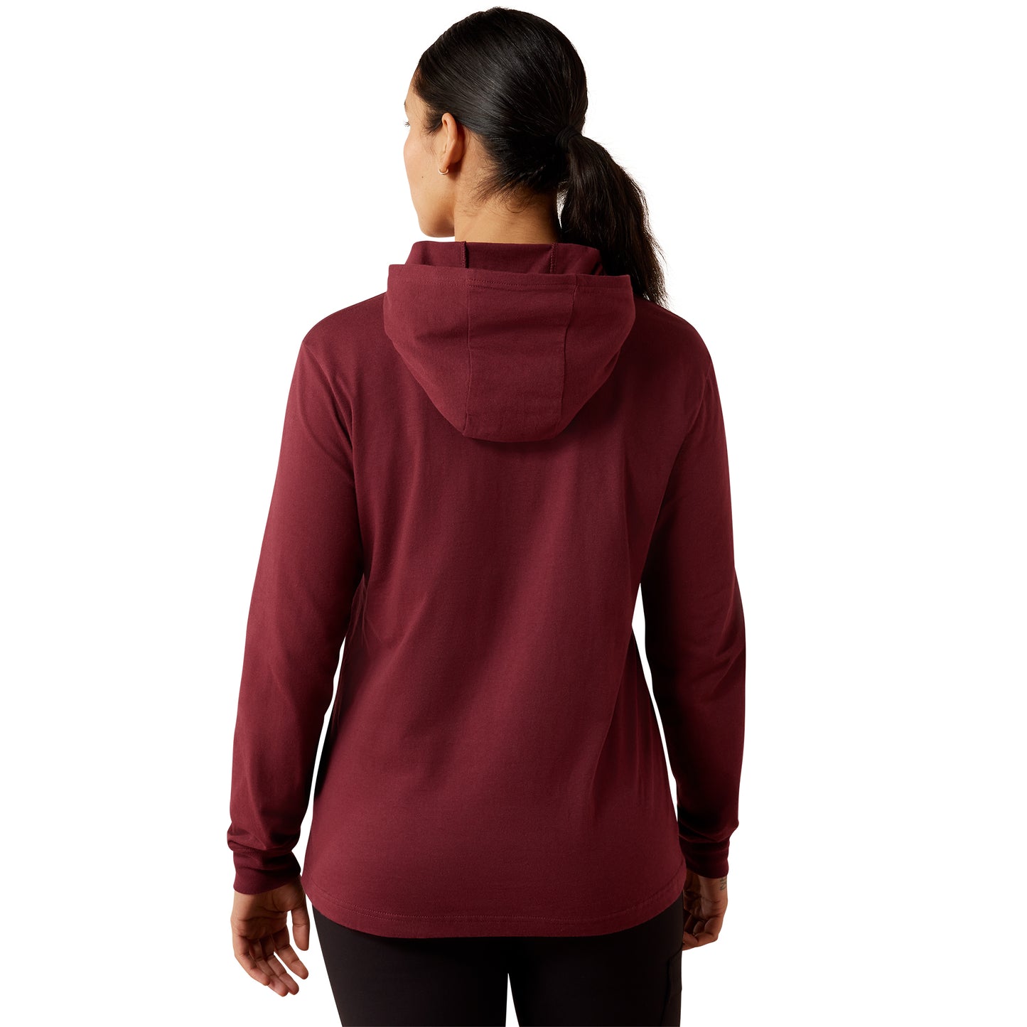 Ariat Ladies Rebar Windsor Wine Cotton Strong Hooded T-Shirt 10079012