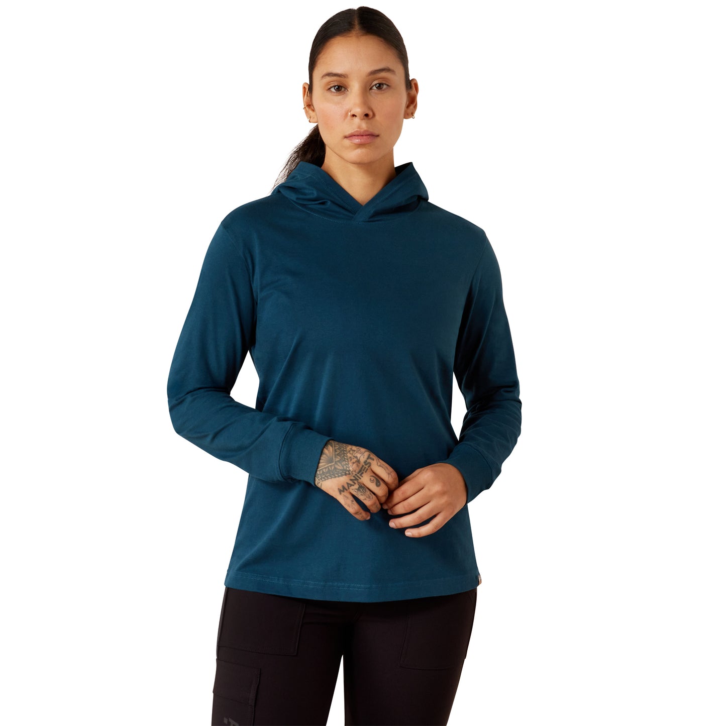 Ariat Ladies Rebar Reflecting Pond Cotton Strong Hooded T-Shirt 10079030