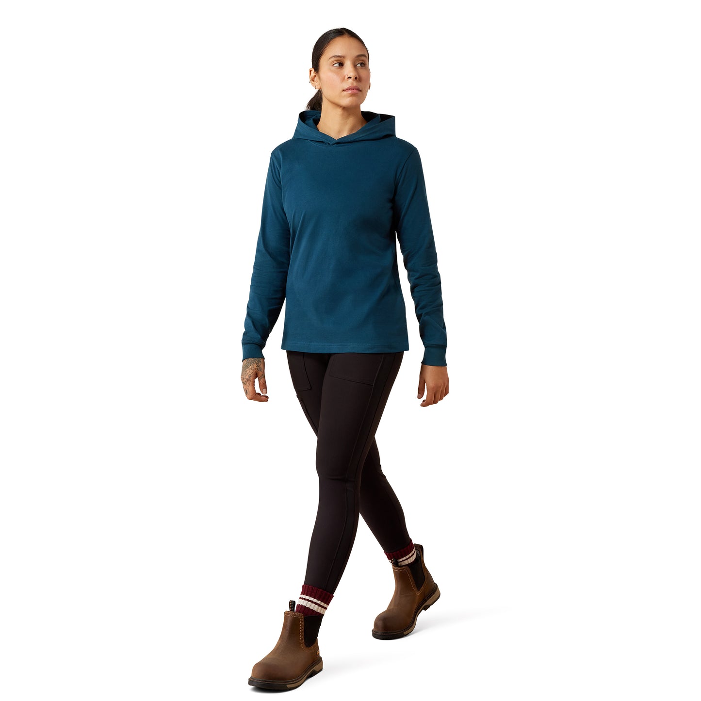 Ariat Ladies Rebar Reflecting Pond Cotton Strong Hooded T-Shirt 10079030