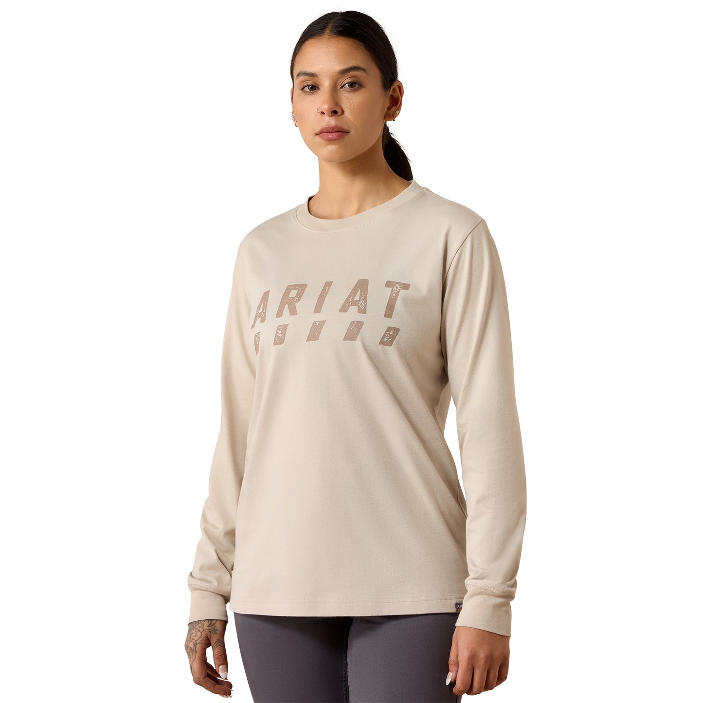 Ariat Ladies Rebar Silver Grey Cotton Strong Logo T-Shirt 10079059