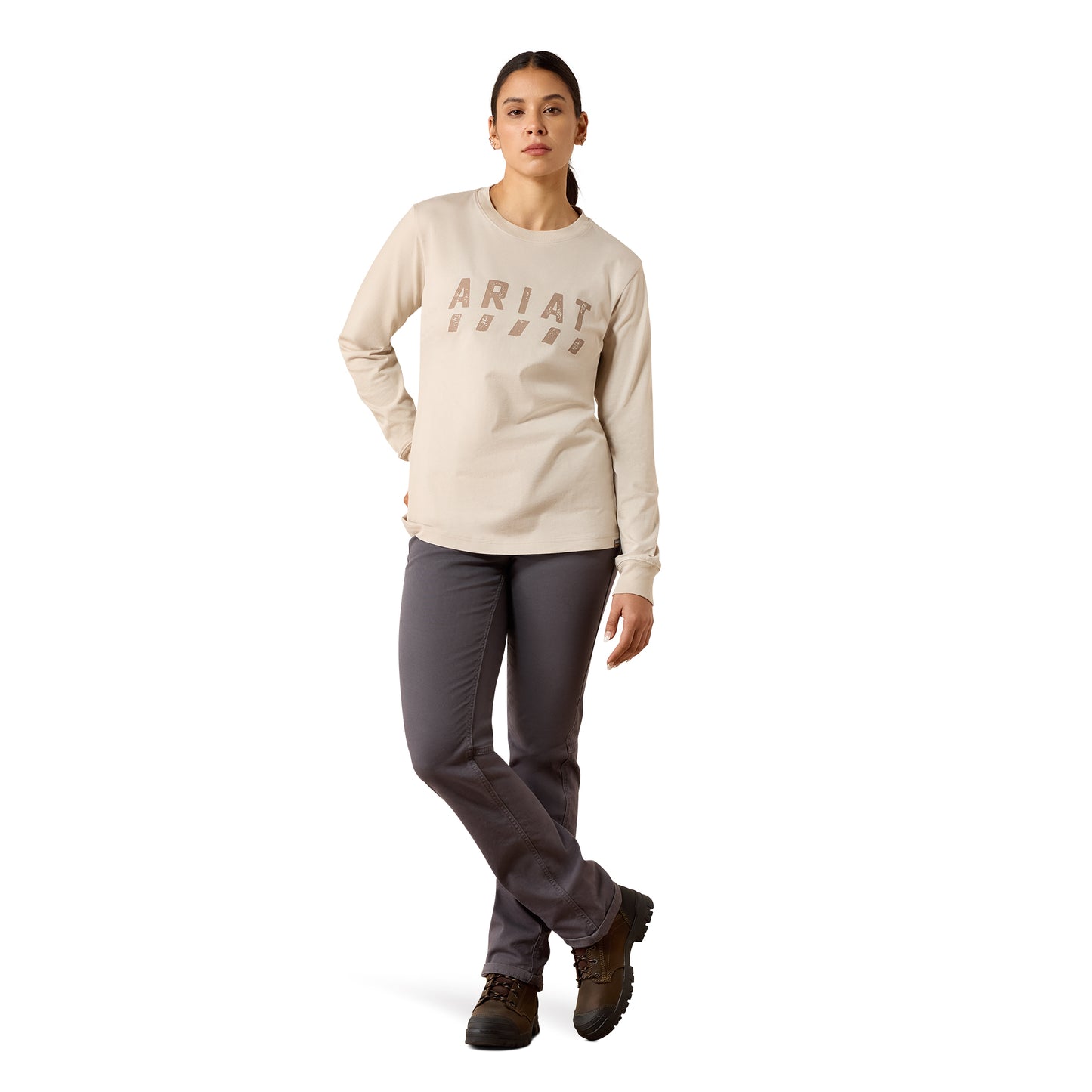 Ariat Ladies Rebar Silver Grey Cotton Strong Logo T-Shirt 10079059
