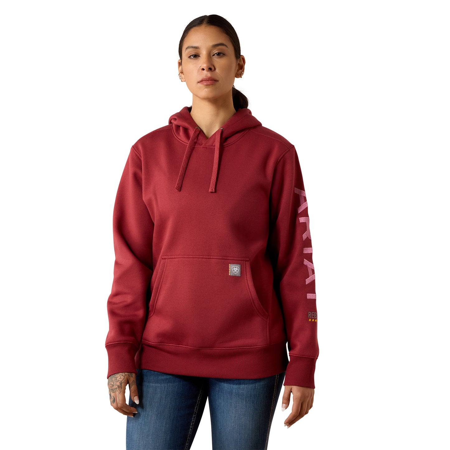 Ariat Ladies Rebar Burnt Russet Mauvewood Workman Graphic Hoodie 10079068