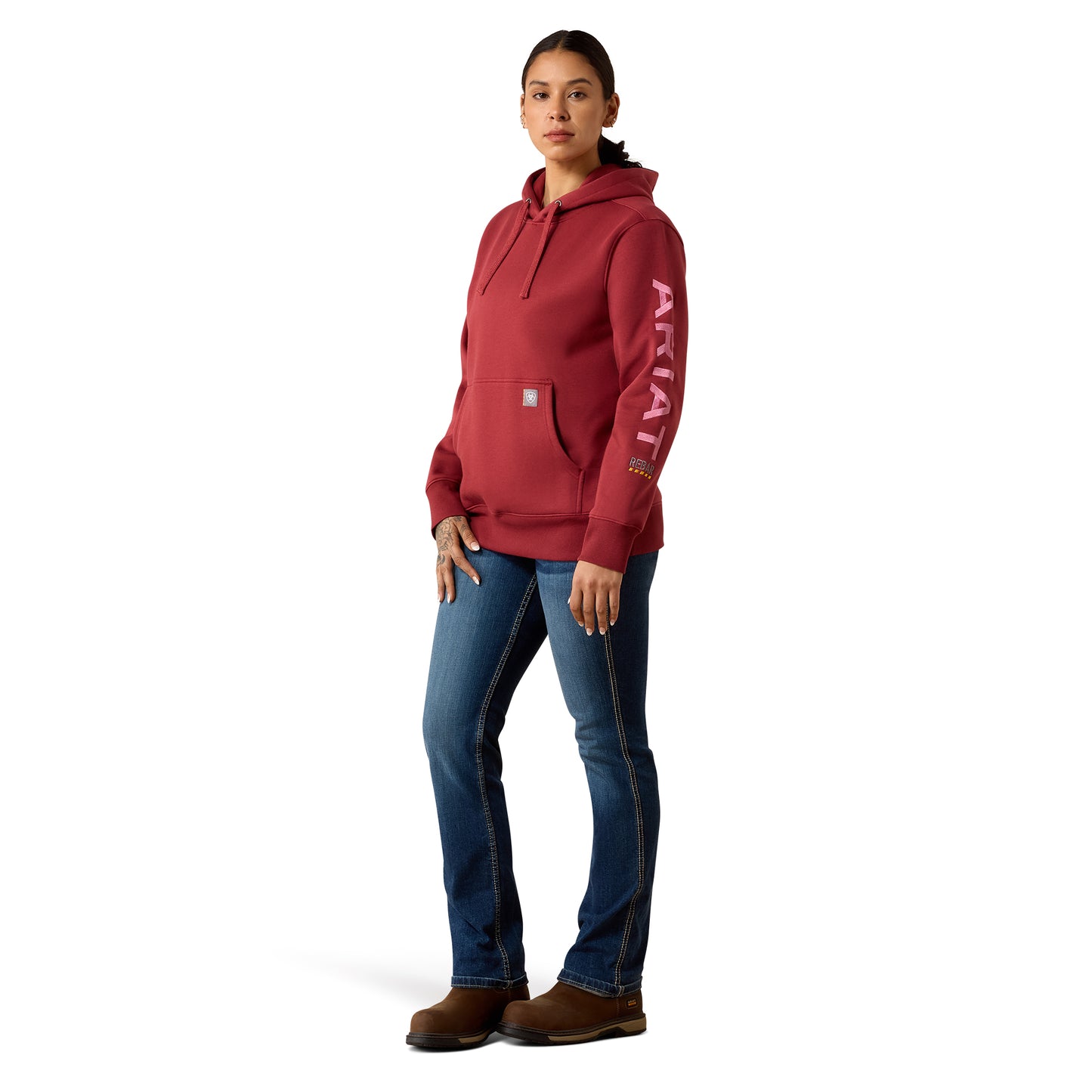 Ariat Ladies Rebar Burnt Russet Mauvewood Workman Graphic Hoodie 10079068