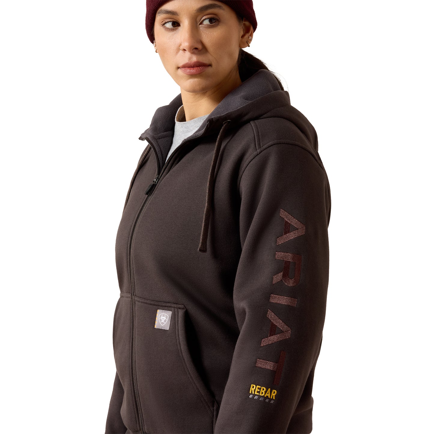 Ariat Ladies Rebar Espresso All-Weather Full Zip Hoodie 10079174