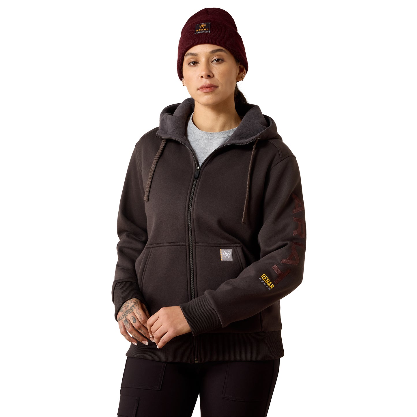 Ariat Ladies Rebar Espresso All-Weather Full Zip Hoodie 10079174