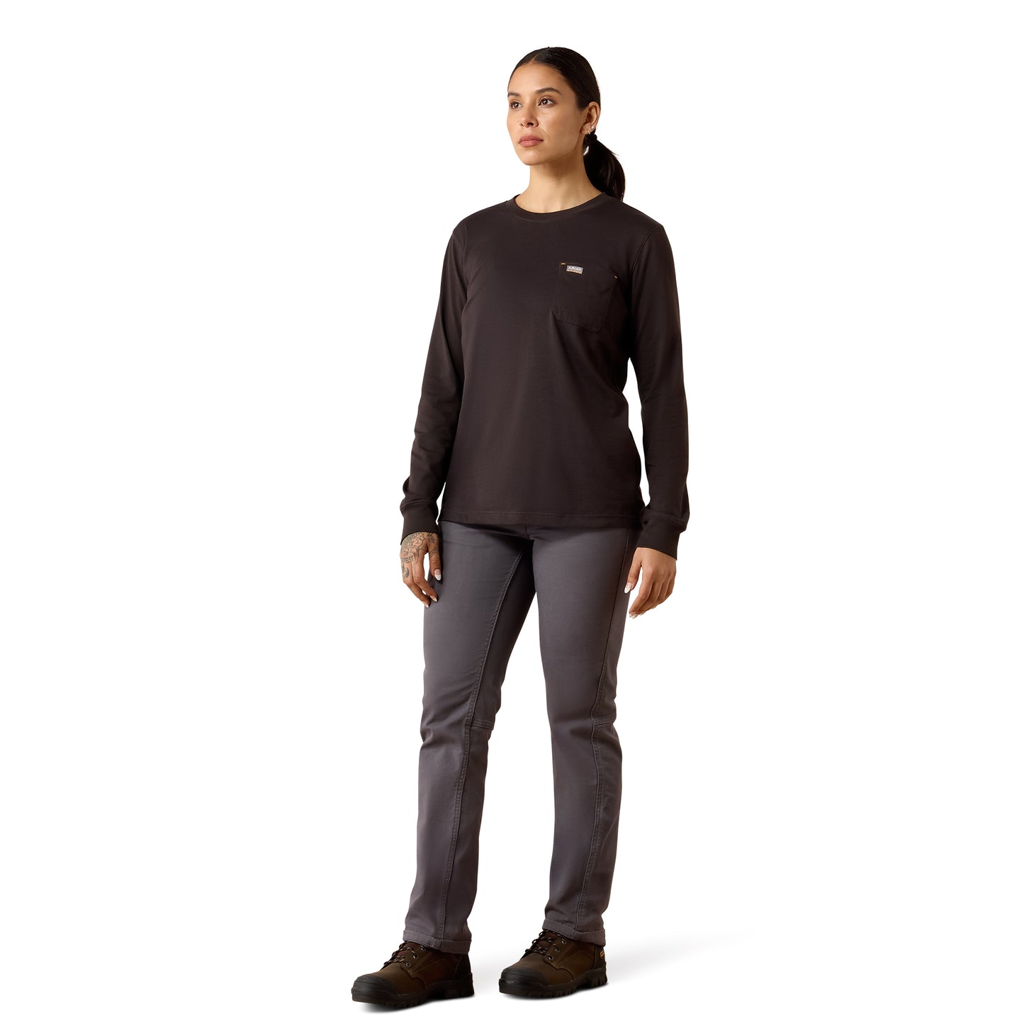 Ariat Ladies Rebar Espresso Brown Workman EST 1993 T-Shirt 10079175