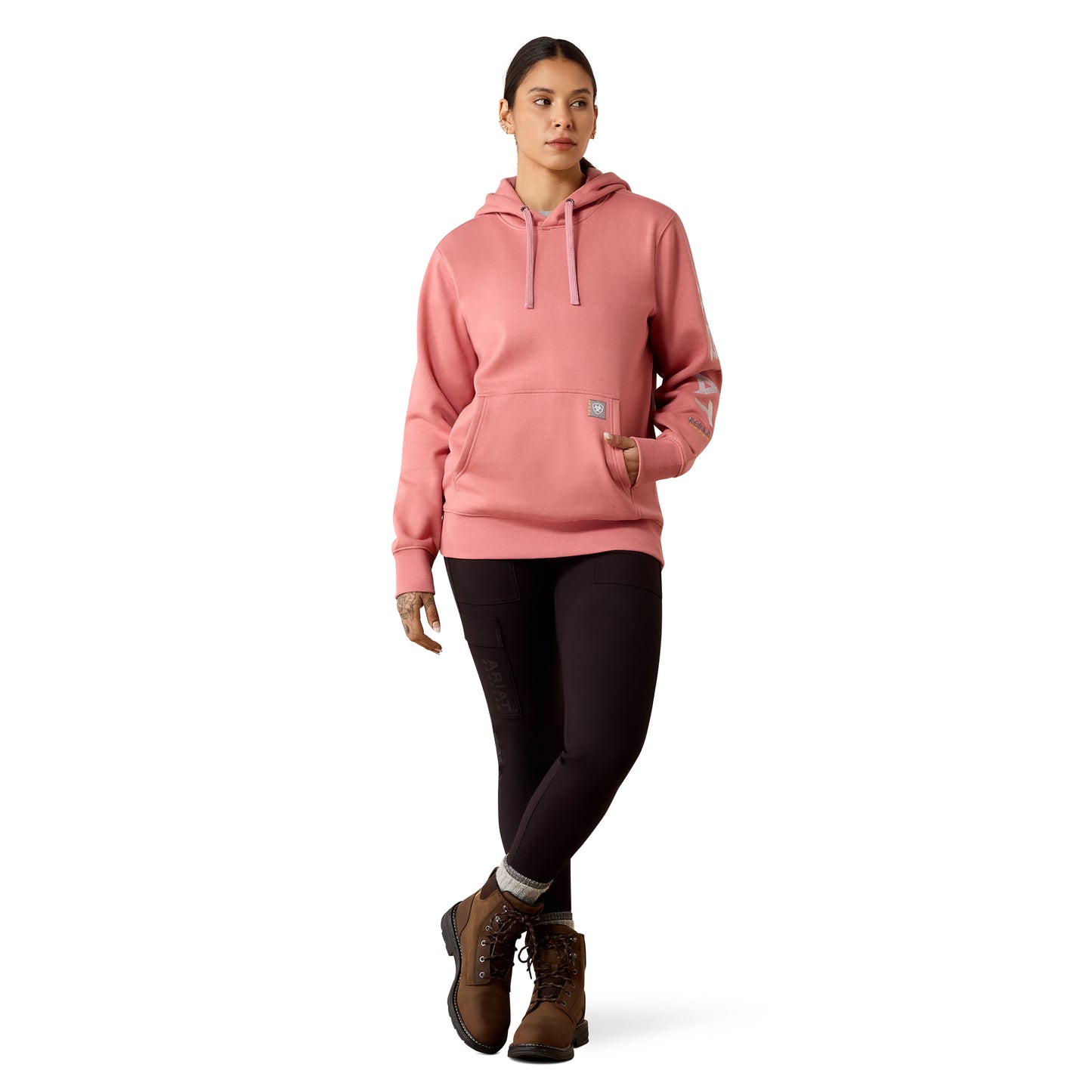 Ariat Ladies Rebar Dusty Rose Heather Workman Graphic Hoodie 10079235