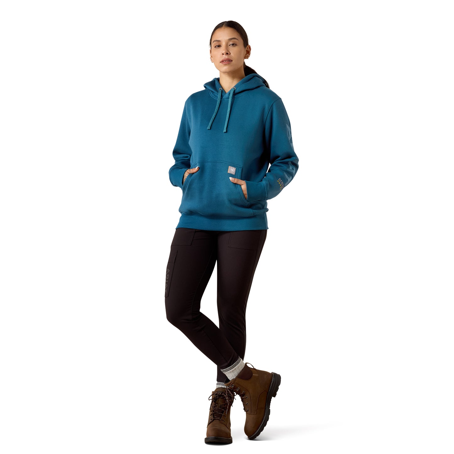Ariat Ladies Rebar Deep Dive Storm Blue Workman Graphic Hoodie 10079237