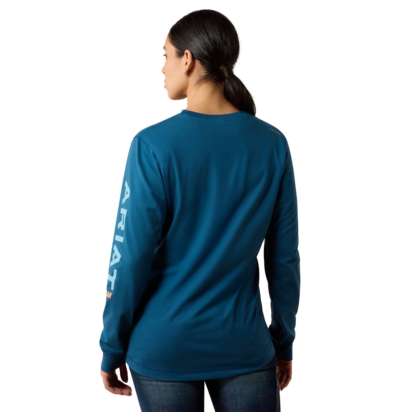 Ariat Ladies Rebar Deep Dive Cameo Blue Workman Logo T-Shirt 10079239