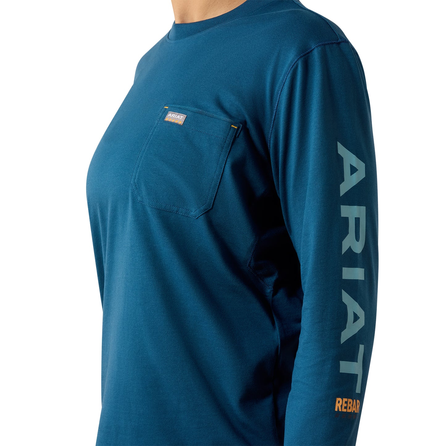 Ariat Ladies Rebar Deep Dive Cameo Blue Workman Logo T-Shirt 10079239