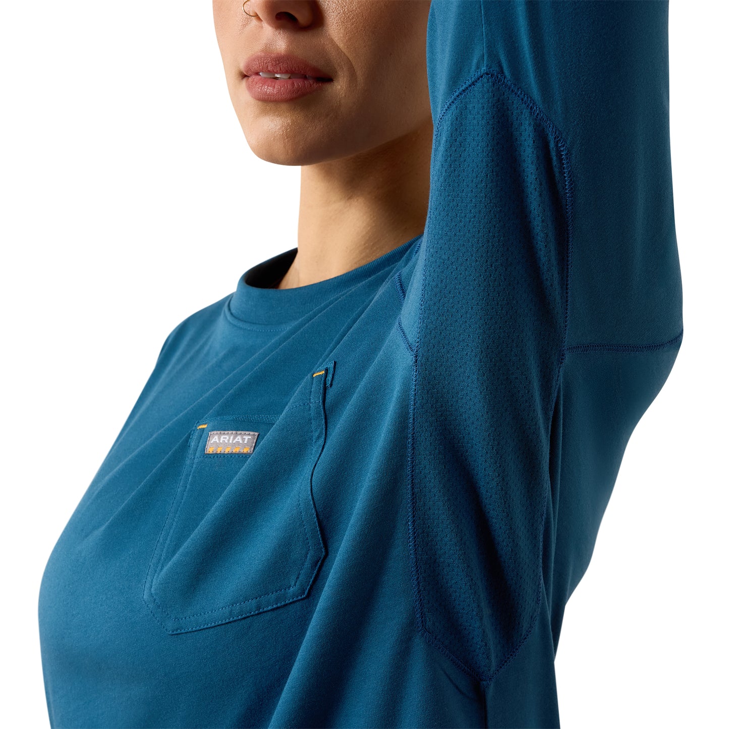 Ariat Ladies Rebar Deep Dive Cameo Blue Workman Logo T-Shirt 10079239