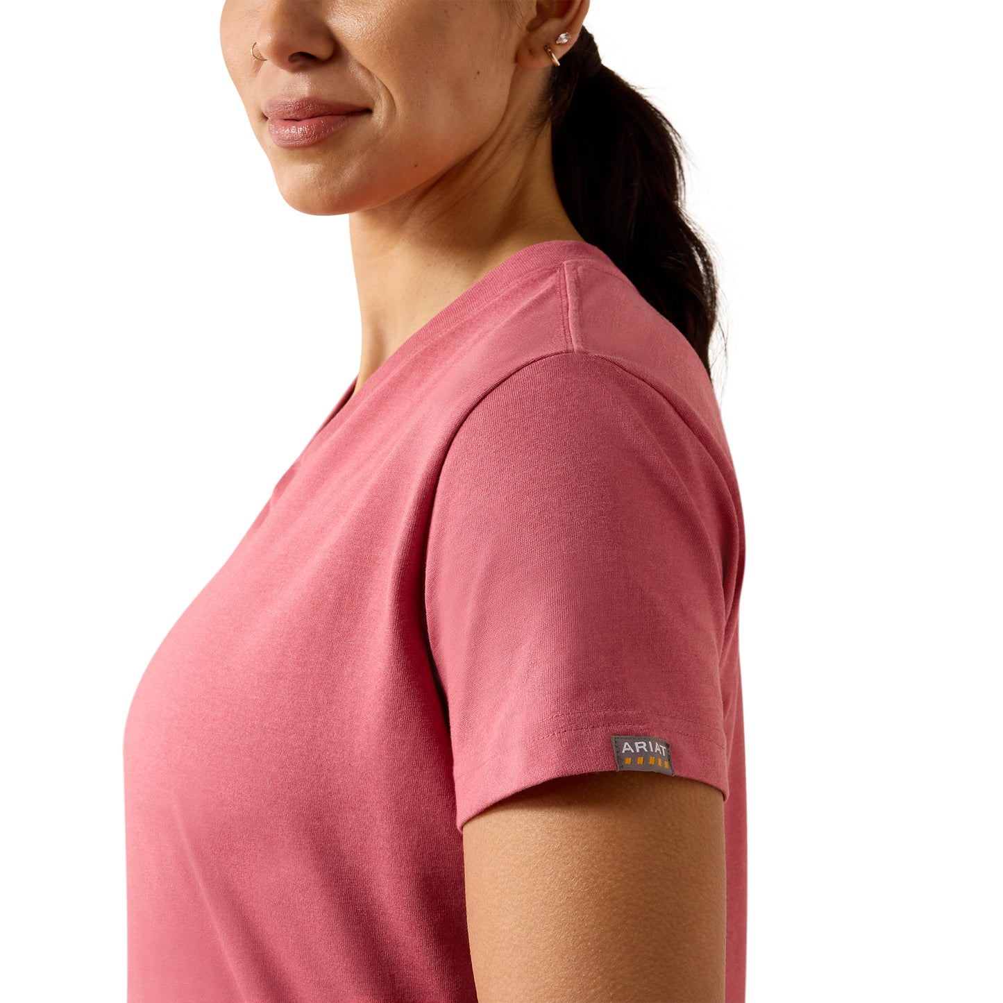 Ariat Ladies Rebar Mauvewood Heather Cotton Strong Standard V-Neck T-Shirt 10079762