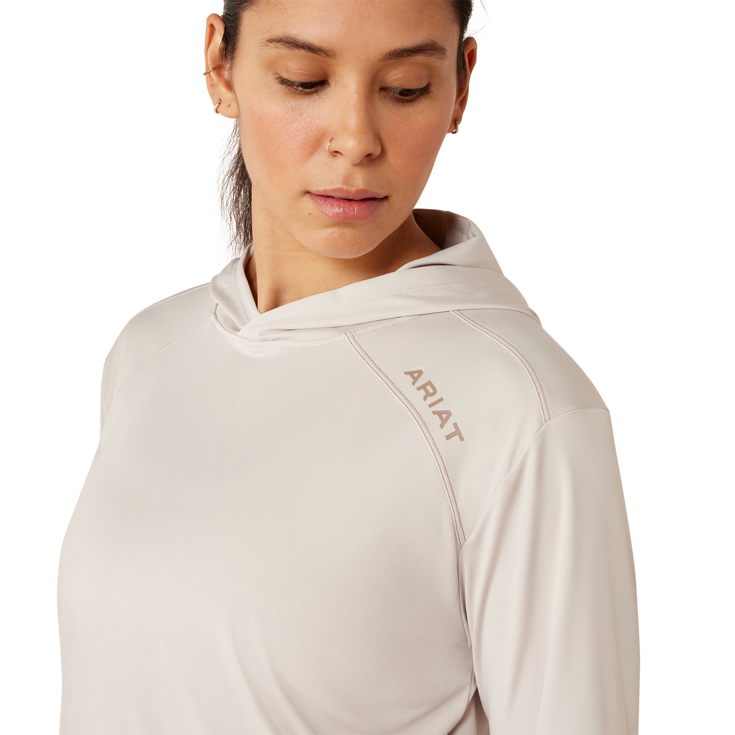 Ariat Ladies Rebar Silver Grey Sunblocker Hooded T-Shirt 10079786