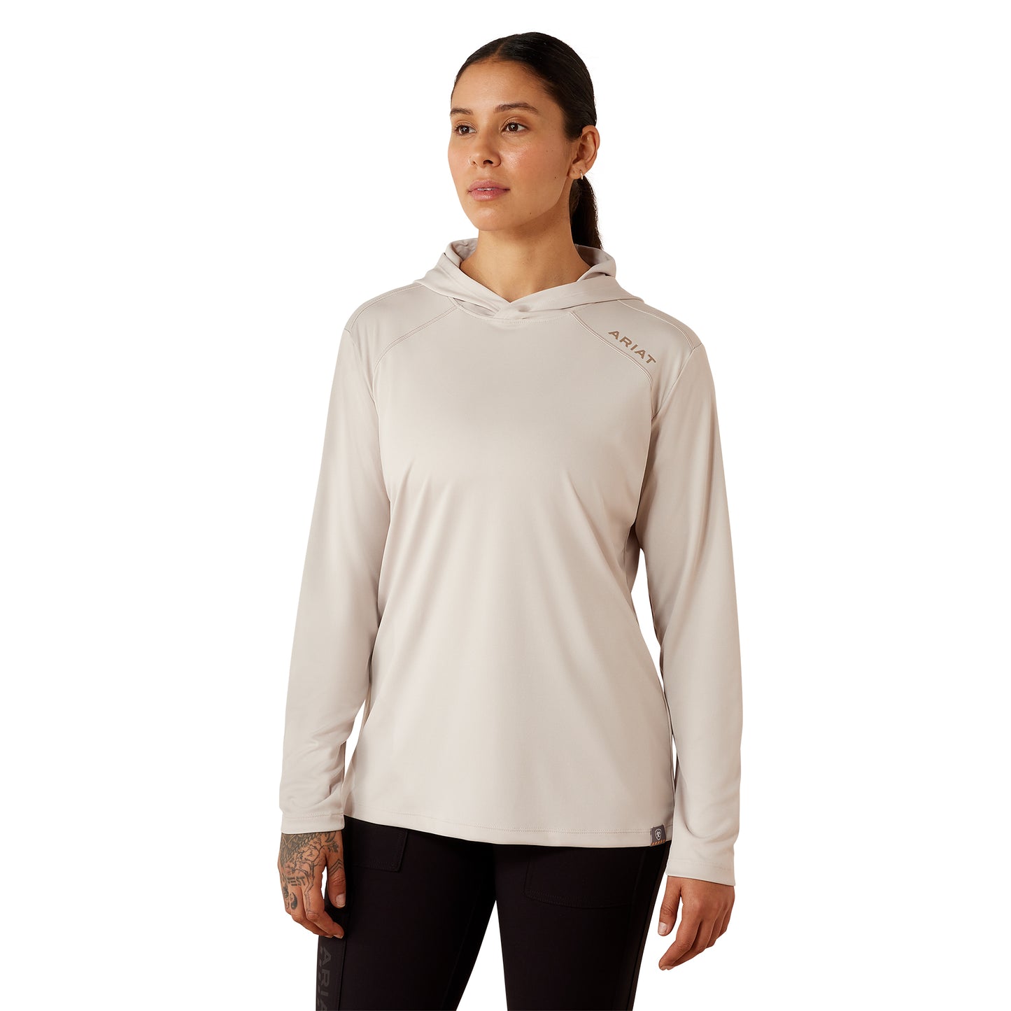 Ariat Ladies Rebar Silver Grey Sunblocker Hooded T-Shirt 10079786