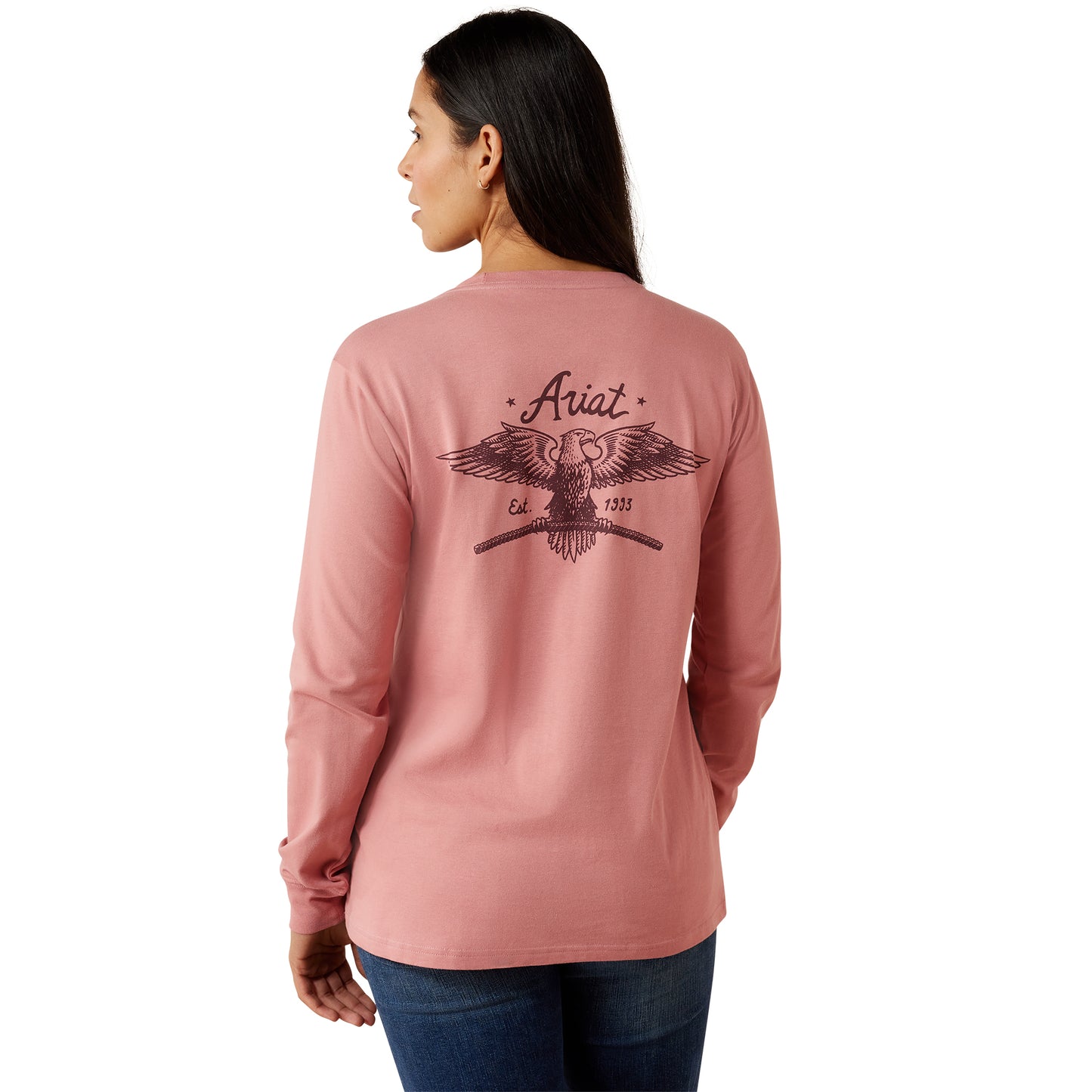 Ariat Ladies Rebar Dusty Rose Cotton Strong Flying Eagle Long Sleeves T-Shirt 10079823