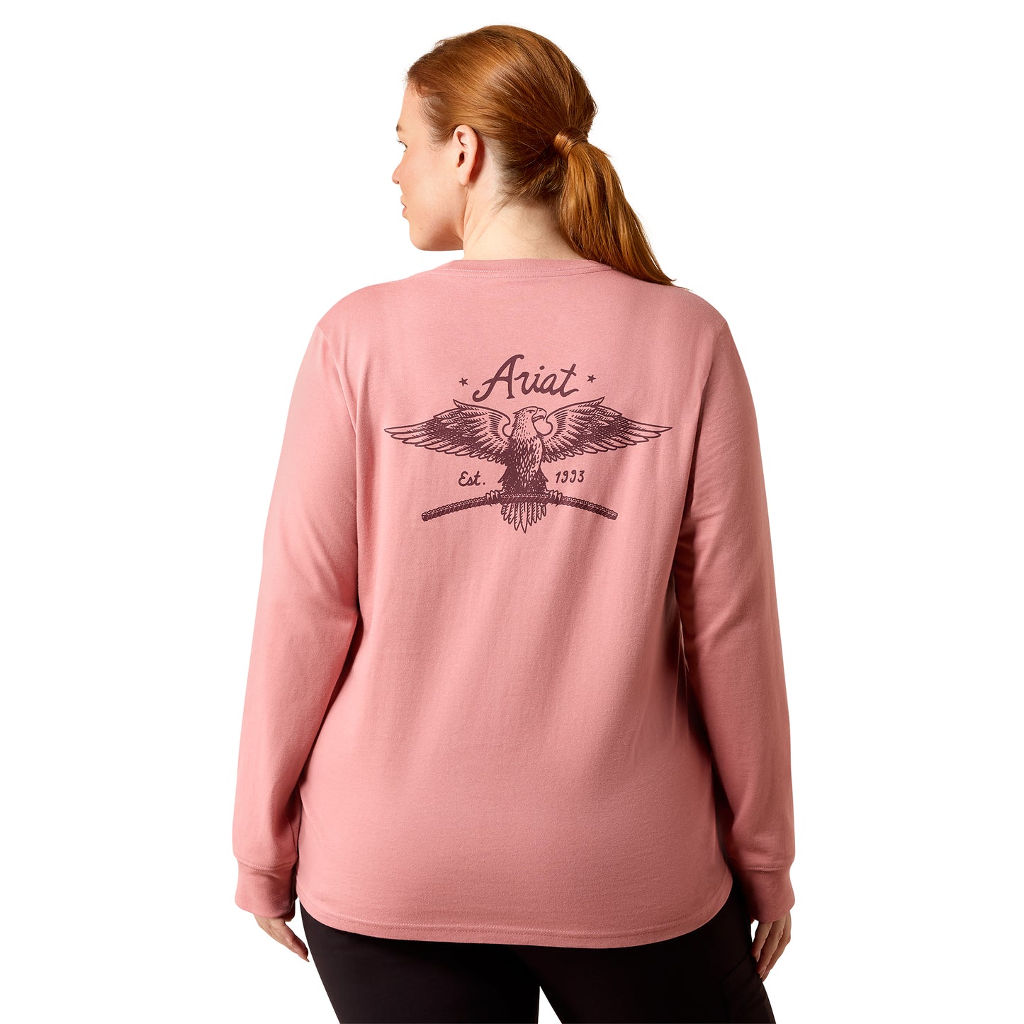 Ariat Ladies Rebar Dusty Rose Cotton Strong Flying Eagle Long Sleeves T-Shirt 10079823
