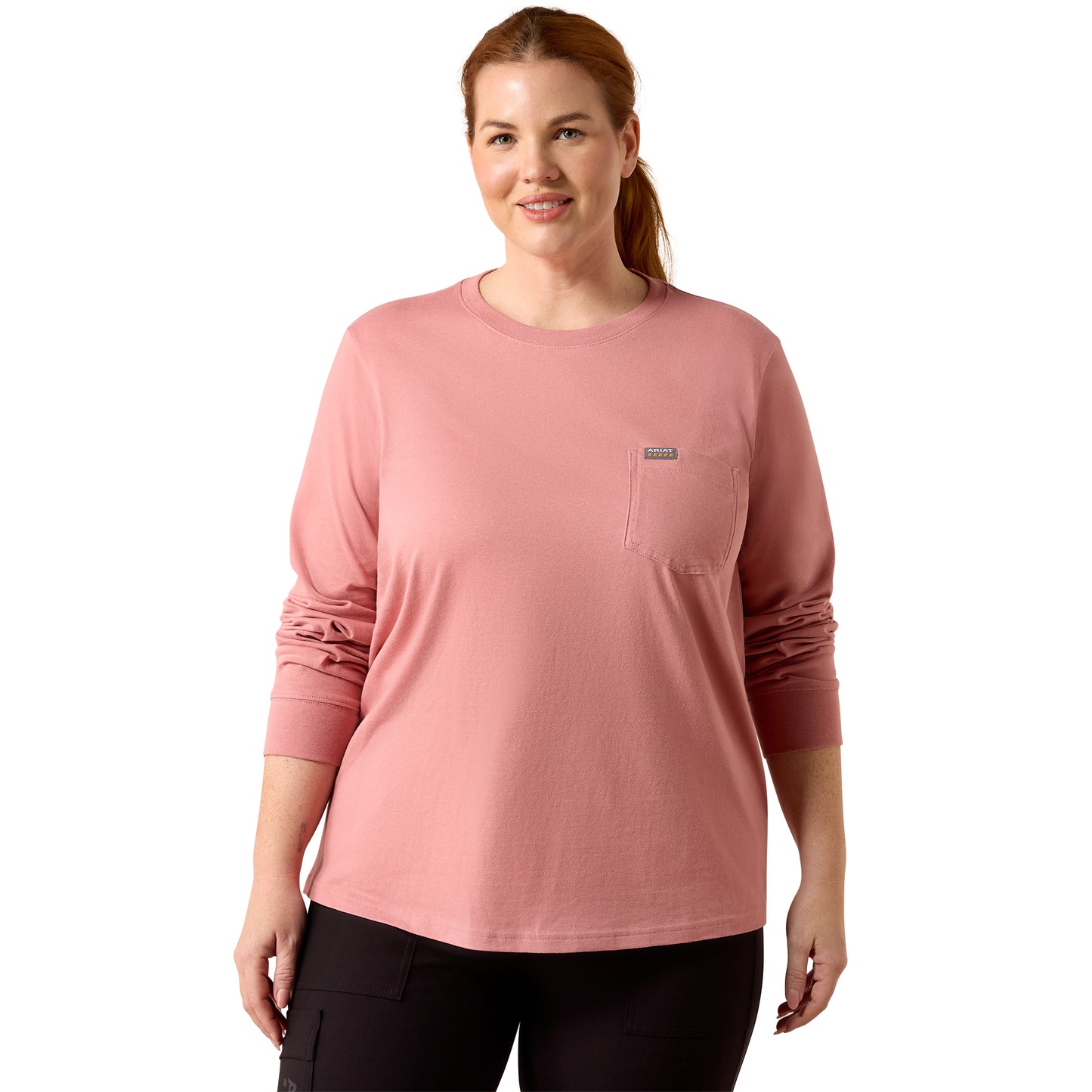 Ariat Ladies Rebar Dusty Rose Cotton Strong Flying Eagle Long Sleeves T-Shirt 10079823