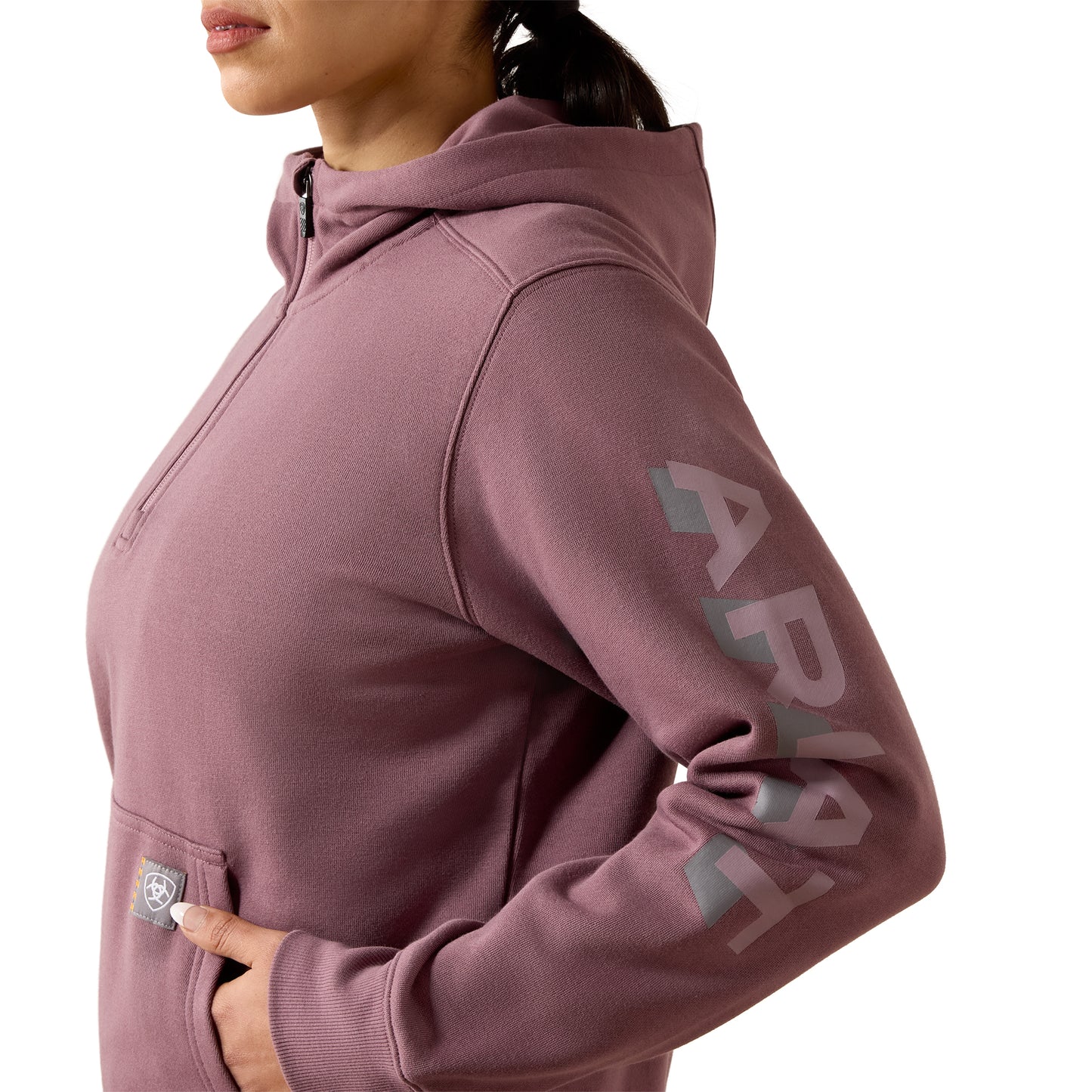 Ariat Ladies Lightweight Logo 1/2 Zip Flint Hoodie 10082240
