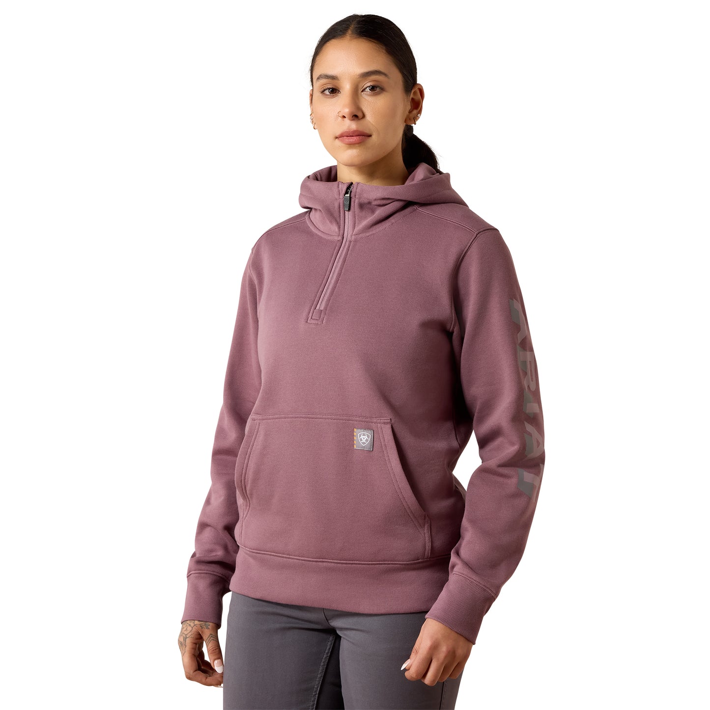 Ariat Ladies Lightweight Logo 1/2 Zip Flint Hoodie 10082240