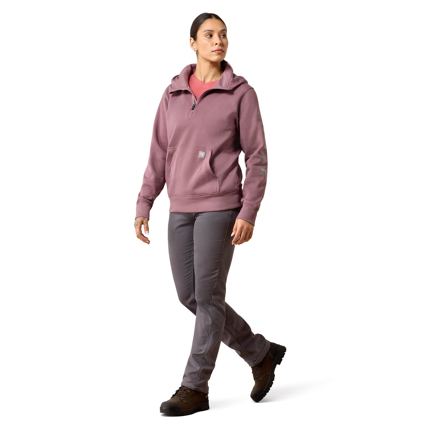 Ariat Ladies Lightweight Logo 1/2 Zip Flint Hoodie 10082240